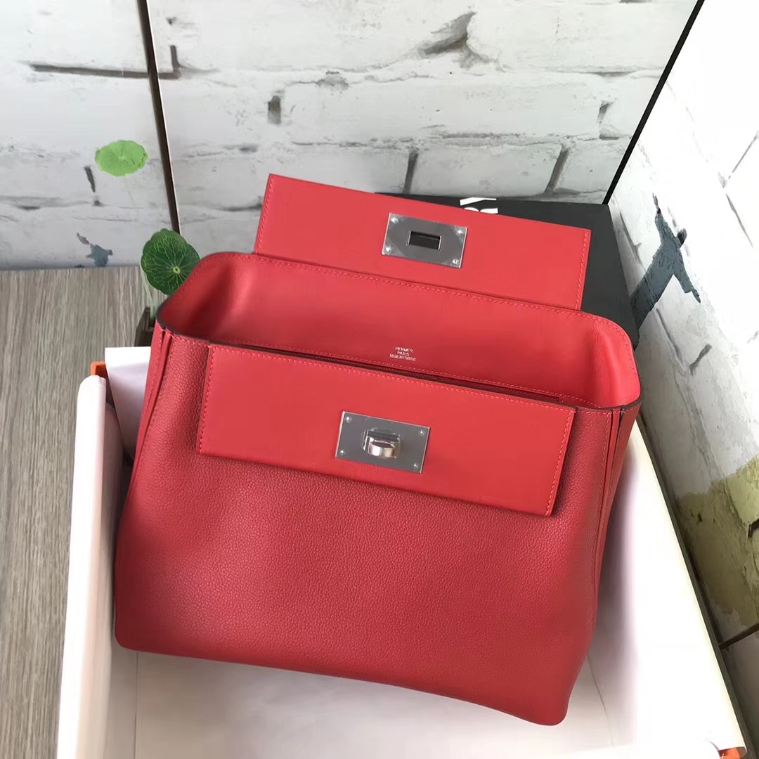 Hermès（爱马仕）9T火焰红 原厂御用顶级小牛皮 2424 银扣
