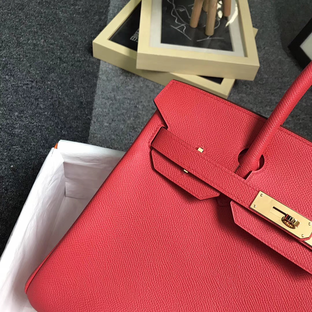 Hermès（爱马仕）S5 番茄红 原厂御用顶级Epsom 皮 Birkin 30 金扣