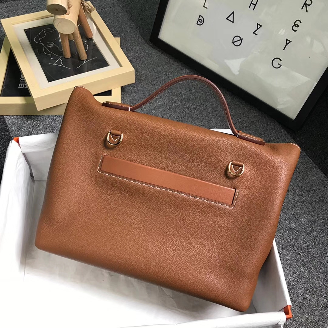 Hermès（爱马仕）金棕色 原厂御用顶级小牛皮拼Swift 皮 2424 金扣