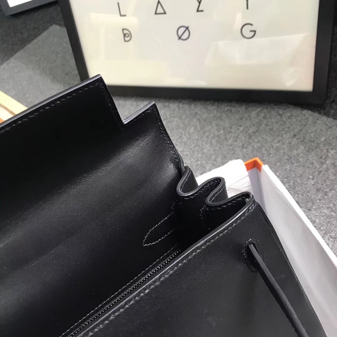 Hermès（爱马仕）CK89 黑色 原厂御用顶级Box 皮 Kelly 28 内缝 黑扣