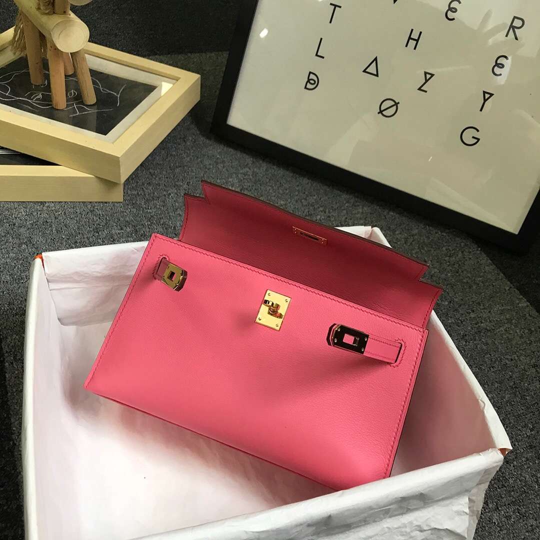 Hermès（爱马仕）8W新唇膏粉 原厂御用顶级Swift 皮 Mini Kelly 金扣 现货