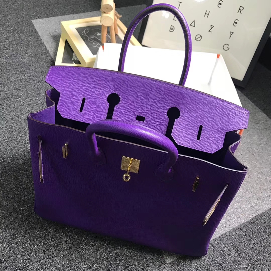 Hermès（爱马仕）9W梦幻紫 原厂御用顶级Epsom 皮 Birkin 30 金扣