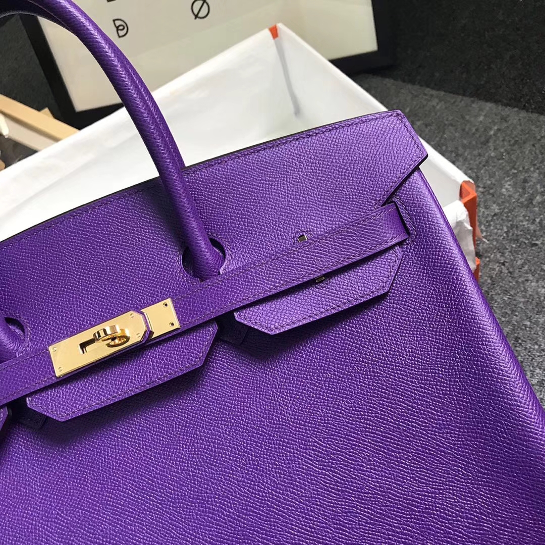 Hermès（爱马仕）9W梦幻紫 原厂御用顶级Epsom 皮 Birkin 30 金扣