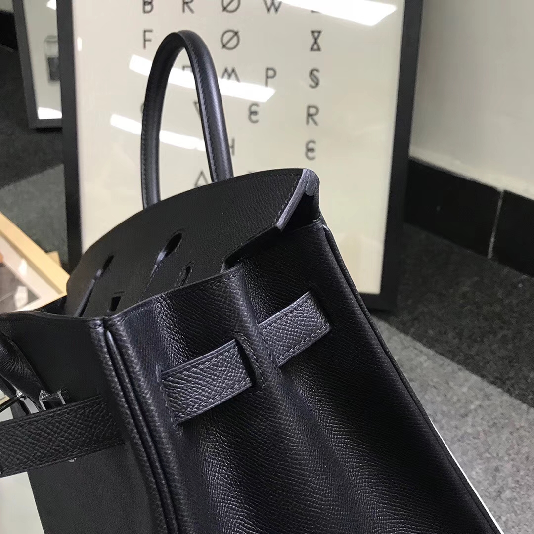 Hermès（爱马仕）黑色 原厂御用顶级Epsom 皮 Birkin 30 现货 银扣