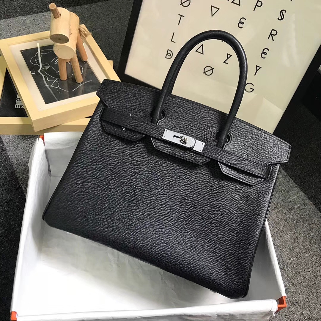 Hermès（爱马仕）黑色 原厂御用顶级Epsom 皮 Birkin 30 现货 银扣