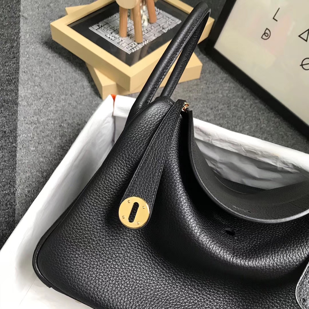 Hermès（爱马仕）黑色 原厂御用顶级小牛皮 Lindy 30 金扣 现货