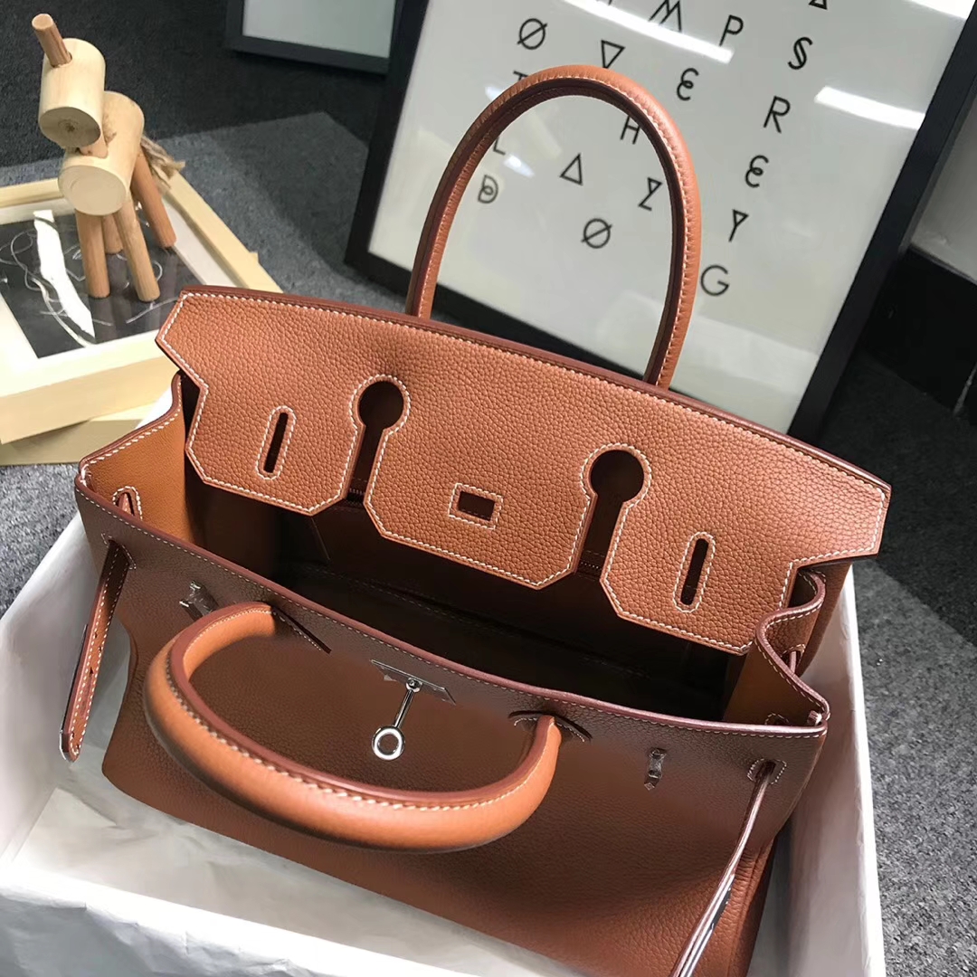 Hermès（爱马仕）金棕色 原厂御用顶级小牛皮 Birkin 30 银扣 现货