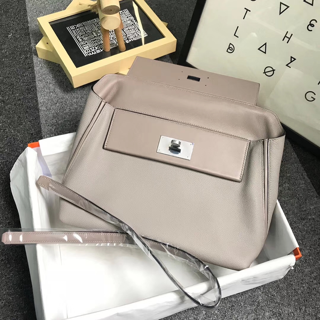 Hermès（爱马仕）M8 沥青灰 原厂御用顶级小牛皮拼Swift 皮 2424 银扣