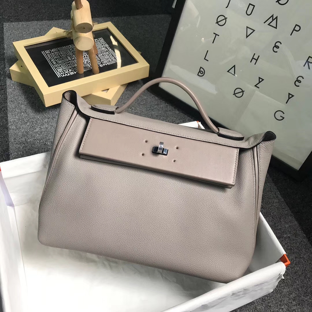 Hermès（爱马仕）M8 沥青灰 原厂御用顶级小牛皮拼Swift 皮 2424 银扣