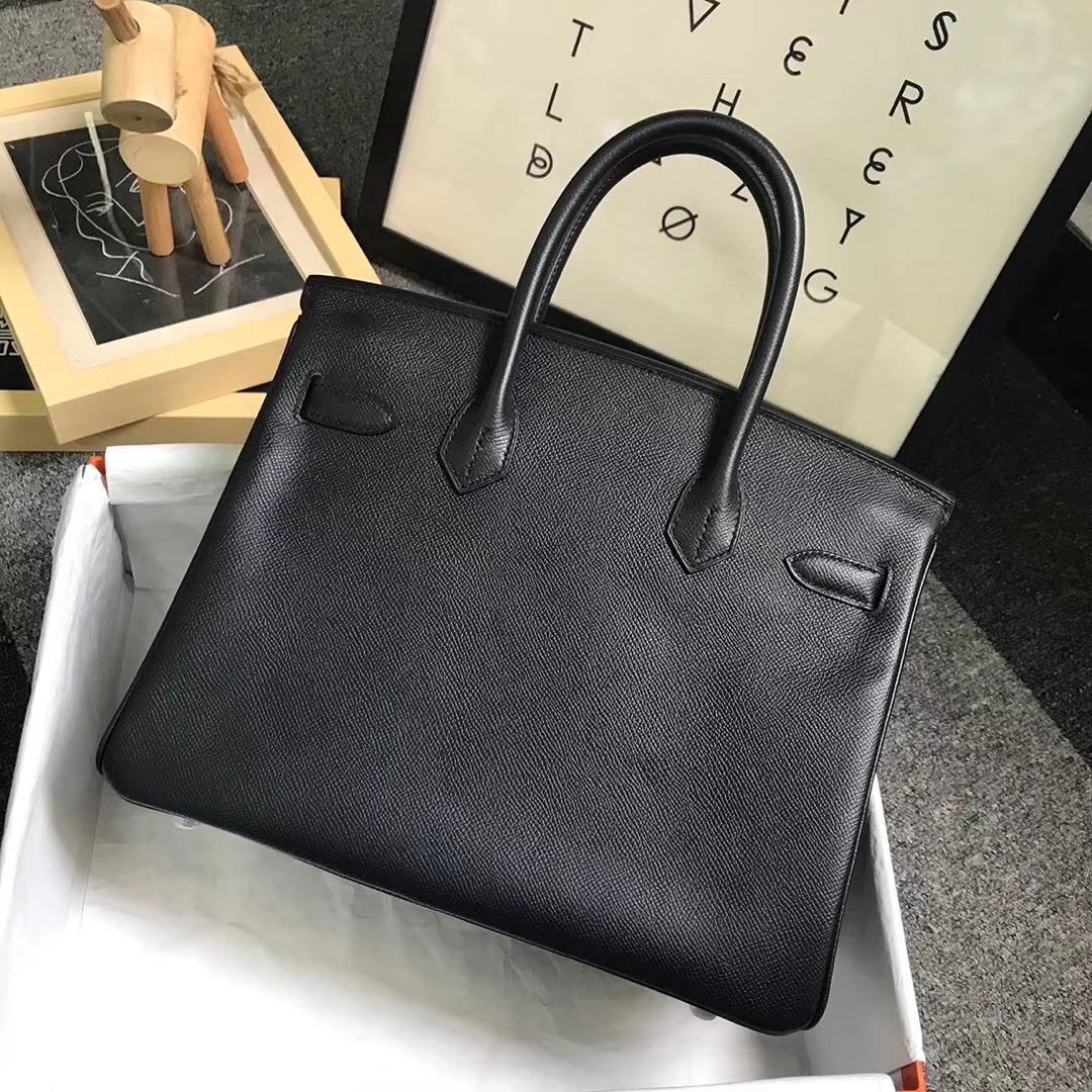 Hermès（爱马仕）黑色 原厂御用顶级Epsom 皮 Birkin 30 现货 银扣