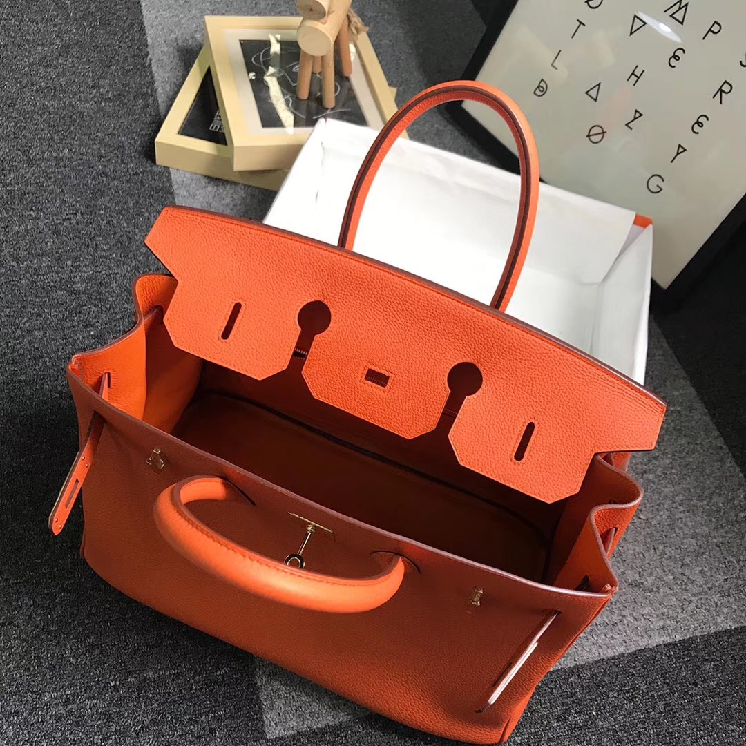 Hermès（爱马仕）橙色 原厂御用顶级小牛皮 Birkin 35 金扣