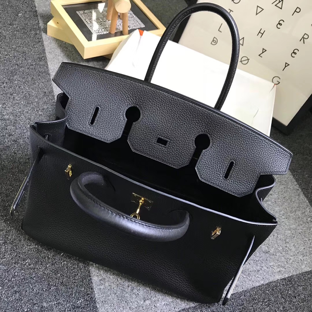 Hermès（爱马仕）CK89 黑色 原厂御用顶级小牛皮 Birkin 35 金扣 现货