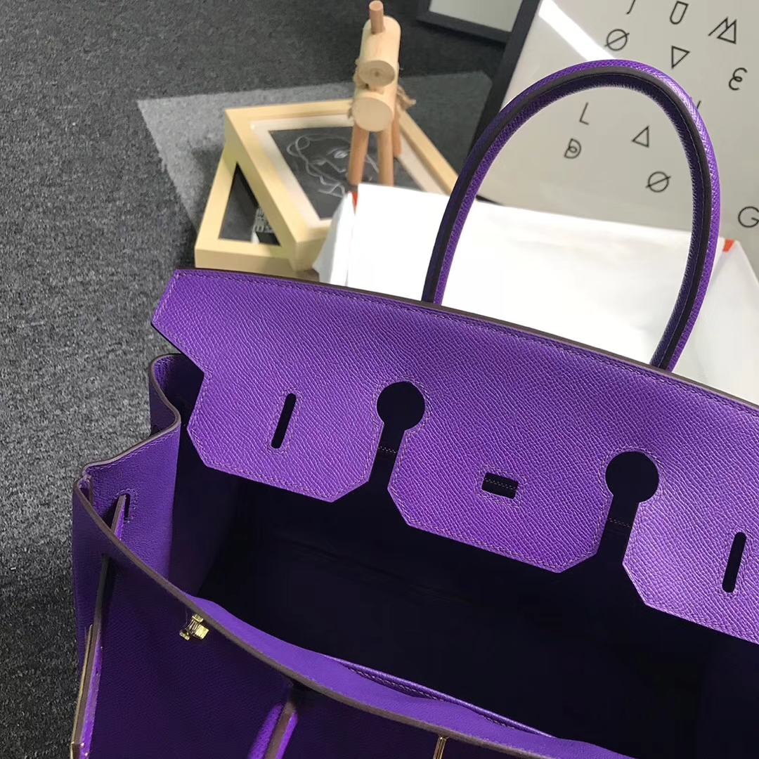 Hermès（爱马仕）9W梦幻紫 原厂御用顶级Epsom 皮 Birkin 30 金扣