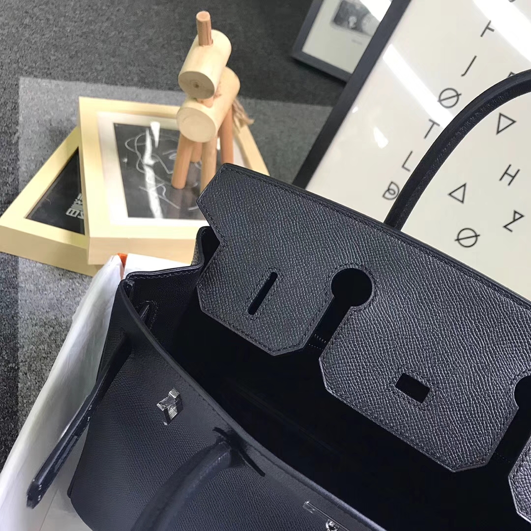 Hermès（爱马仕）黑色 原厂御用顶级Epsom 皮 Birkin 30 现货 银扣