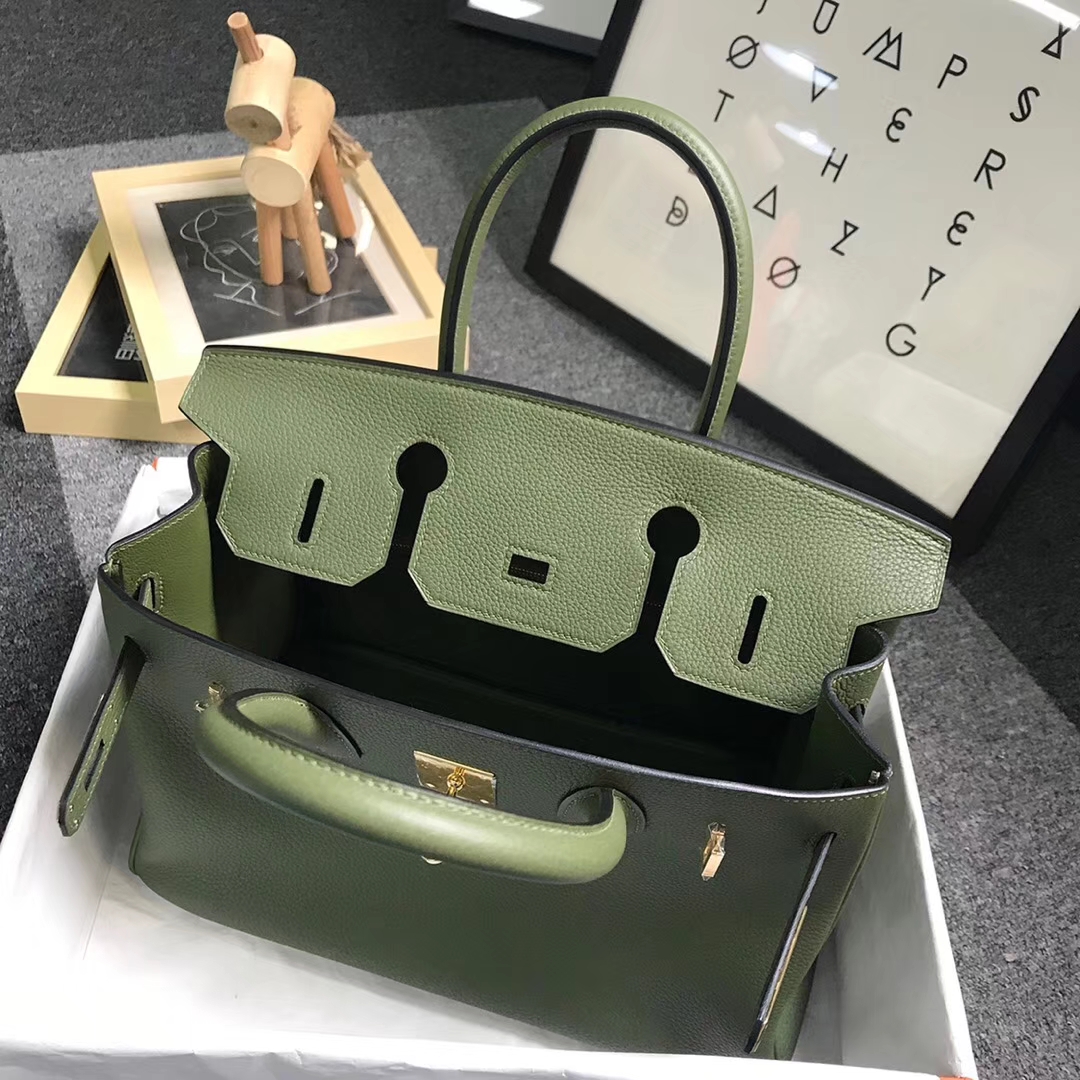 Hermès（爱马仕）V6 丛林绿 原厂御用顶级小牛皮 Birkin 30 金扣 现货