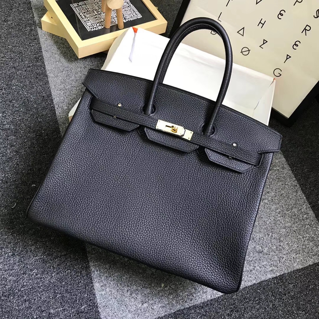 Hermès（爱马仕）CK89 黑色 原厂御用顶级小牛皮 Birkin 35 金扣 现货