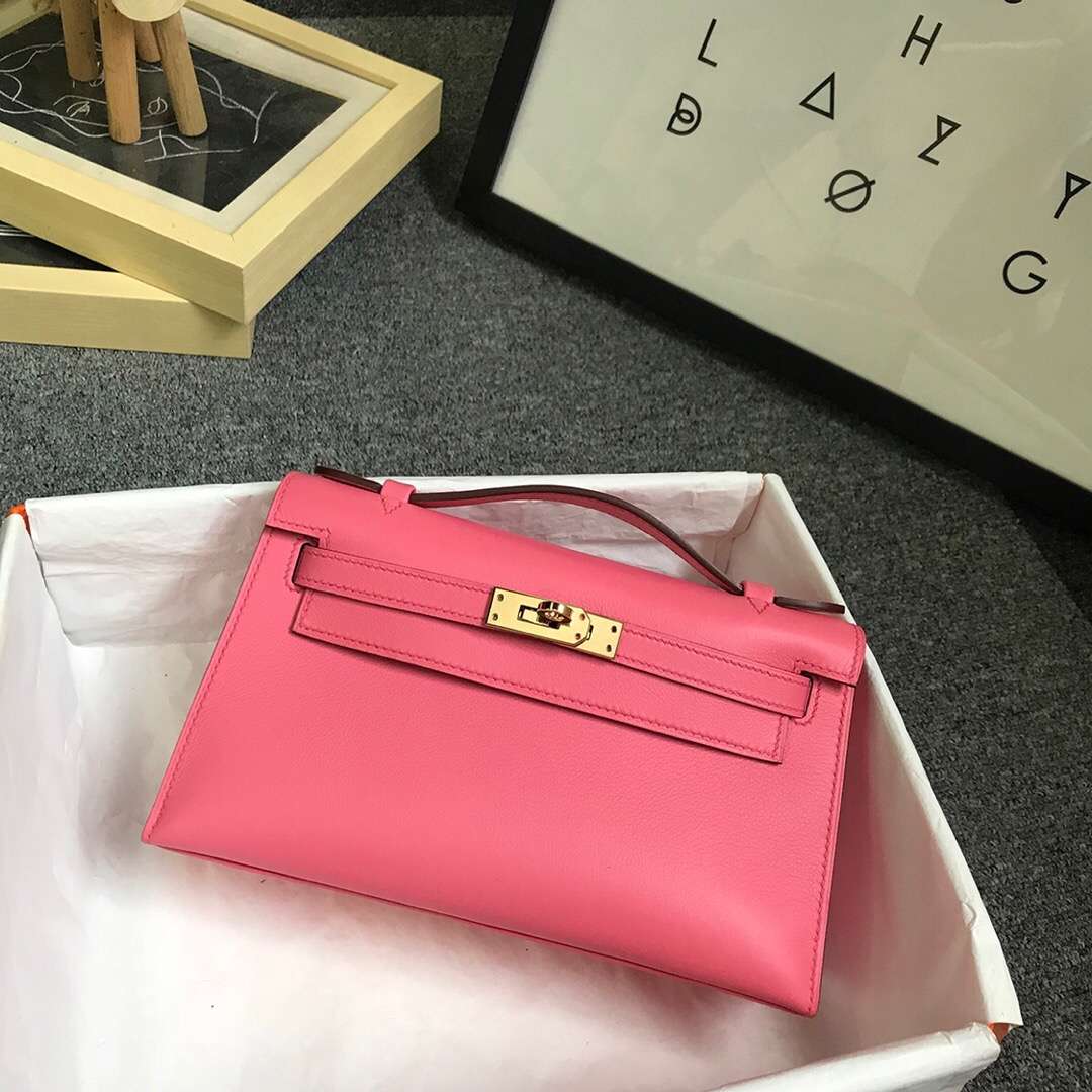Hermès（爱马仕）8W新唇膏粉 原厂御用顶级Swift 皮 Mini Kelly 金扣 现货