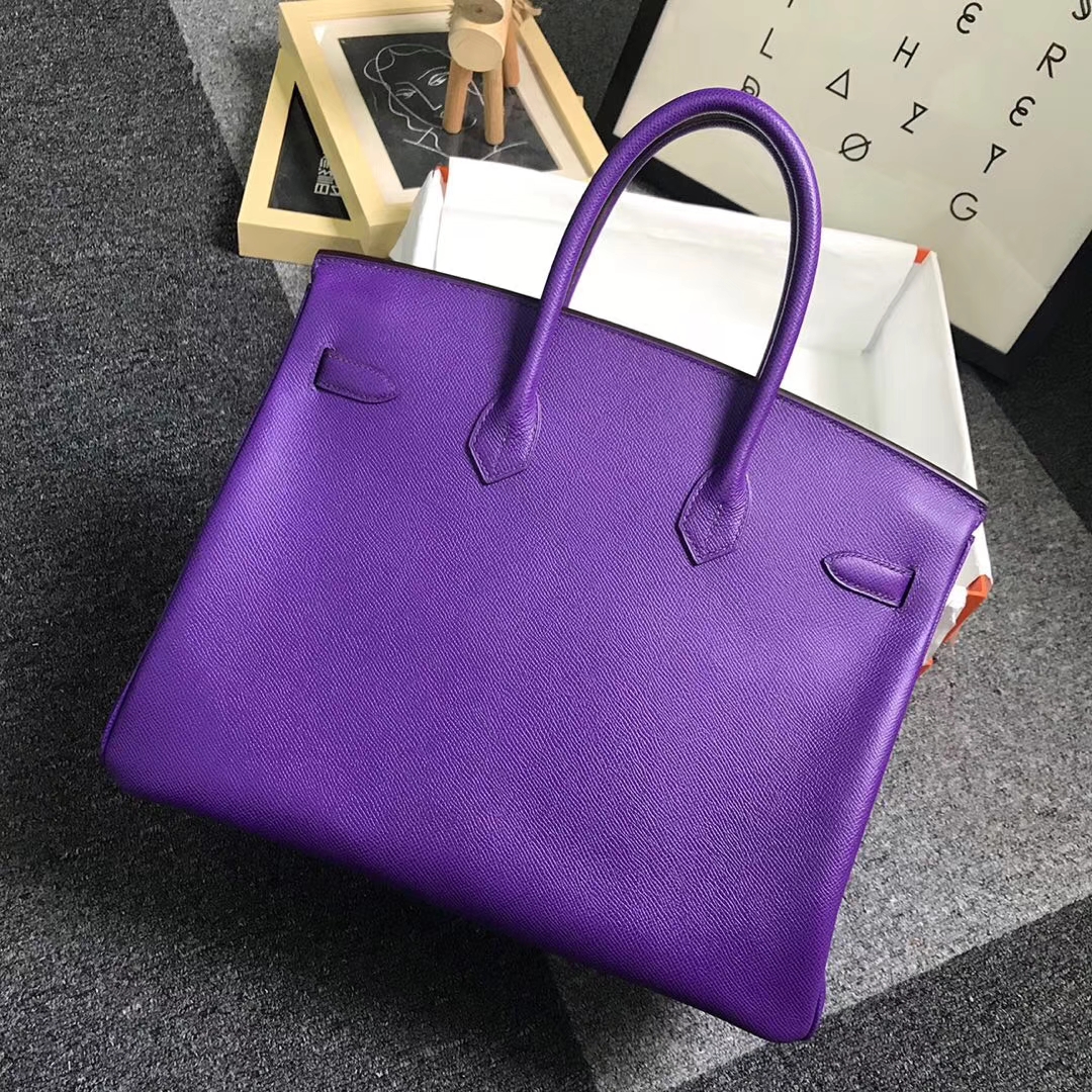 Hermès（爱马仕）9W梦幻紫 原厂御用顶级Epsom 皮 Birkin 30 金扣