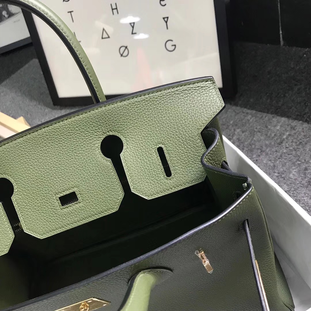 Hermès（爱马仕）V6 丛林绿 原厂御用顶级小牛皮 Birkin 30 金扣 现货