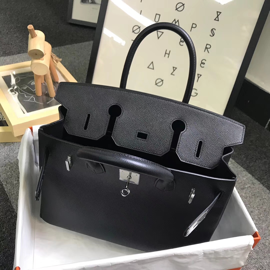 Hermès（爱马仕）黑色 原厂御用顶级Epsom 皮 Birkin 30 现货 银扣