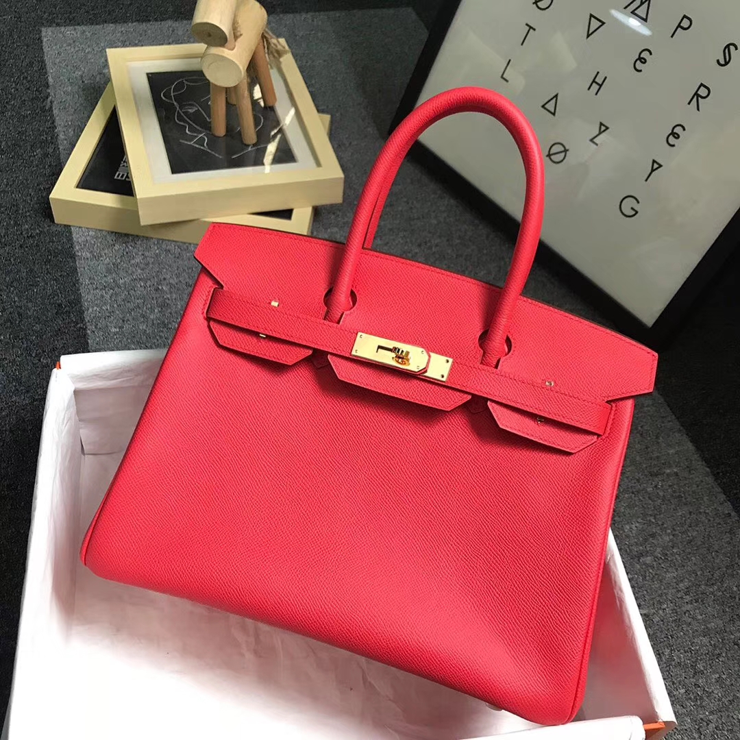 Hermès（爱马仕）S5 番茄红 原厂御用顶级Epsom 皮 Birkin 30 金扣