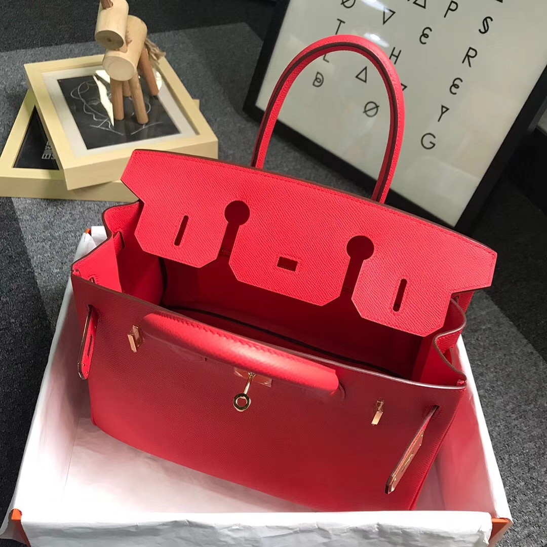 Hermès（爱马仕）S5 番茄红 原厂御用顶级Epsom 皮 Birkin 30 金扣