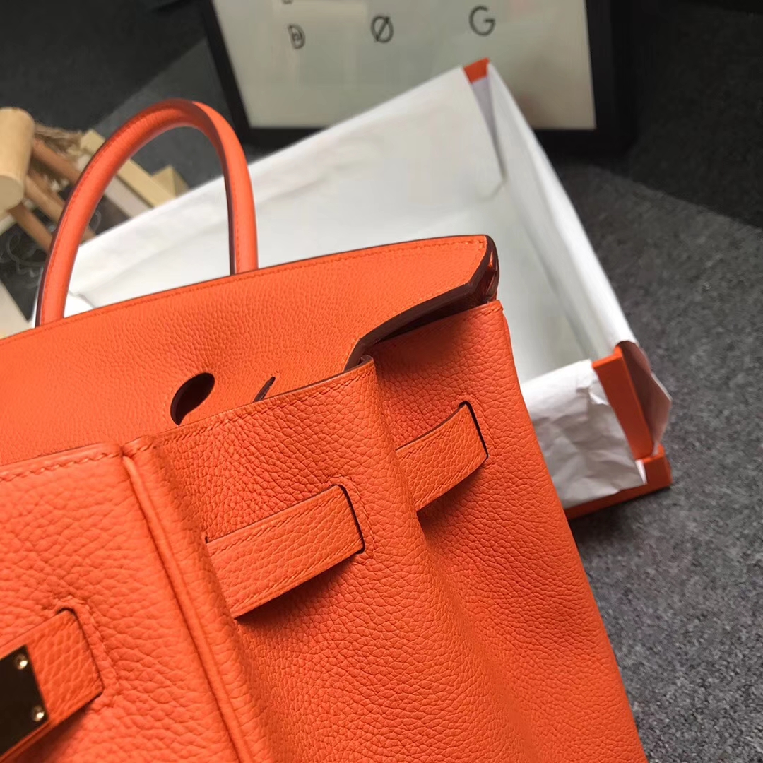 Hermès（爱马仕）橙色 原厂御用顶级小牛皮 Birkin 35 金扣