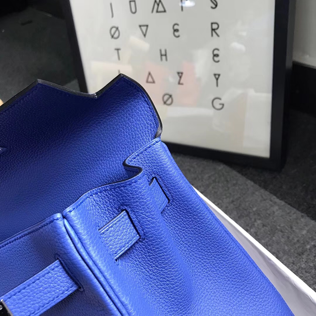 Hermès（爱马仕）7E 明蓝色 原厂御用顶级小牛皮 Kelly 28 银扣