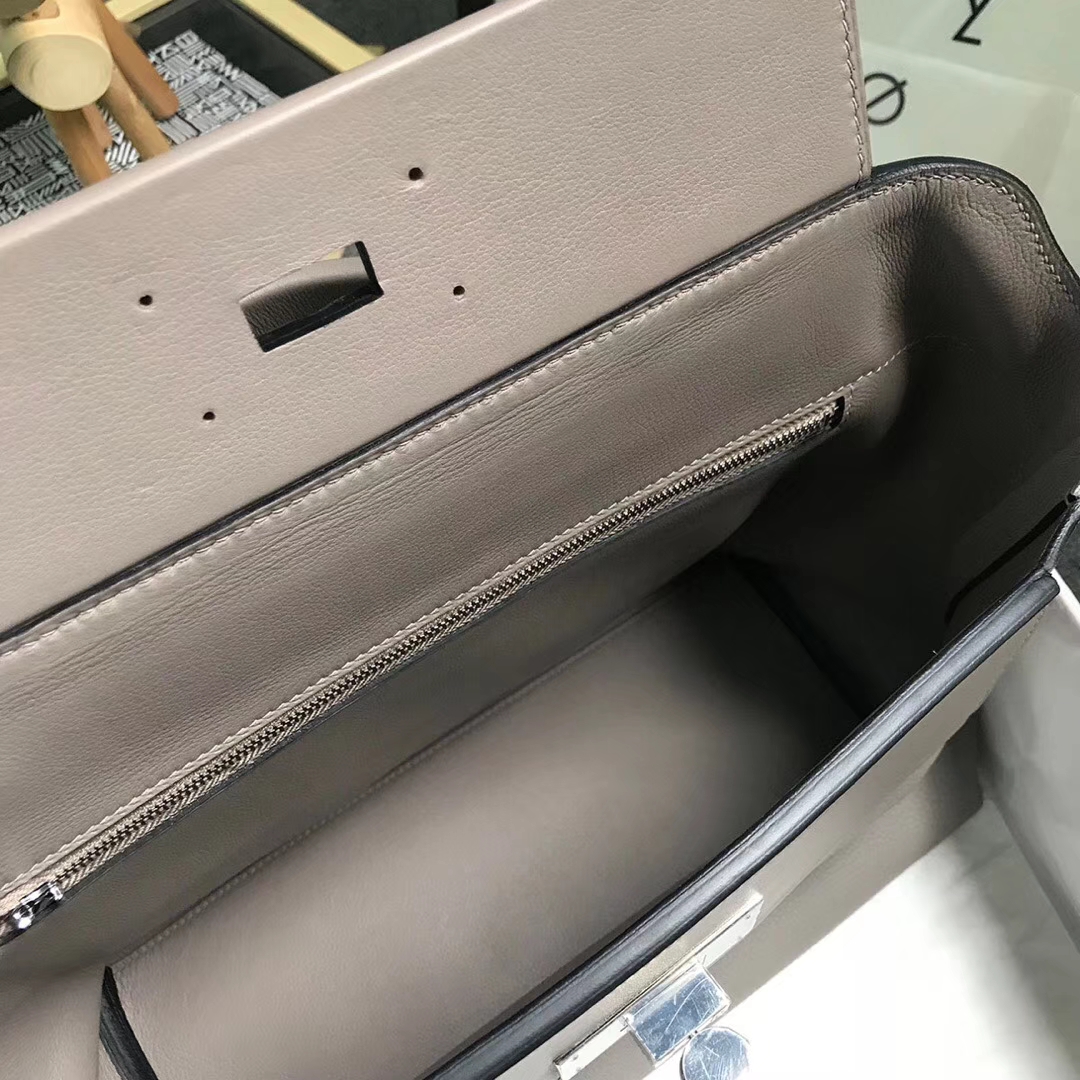Hermès（爱马仕）M8 沥青灰 原厂御用顶级小牛皮拼Swift 皮 2424 银扣