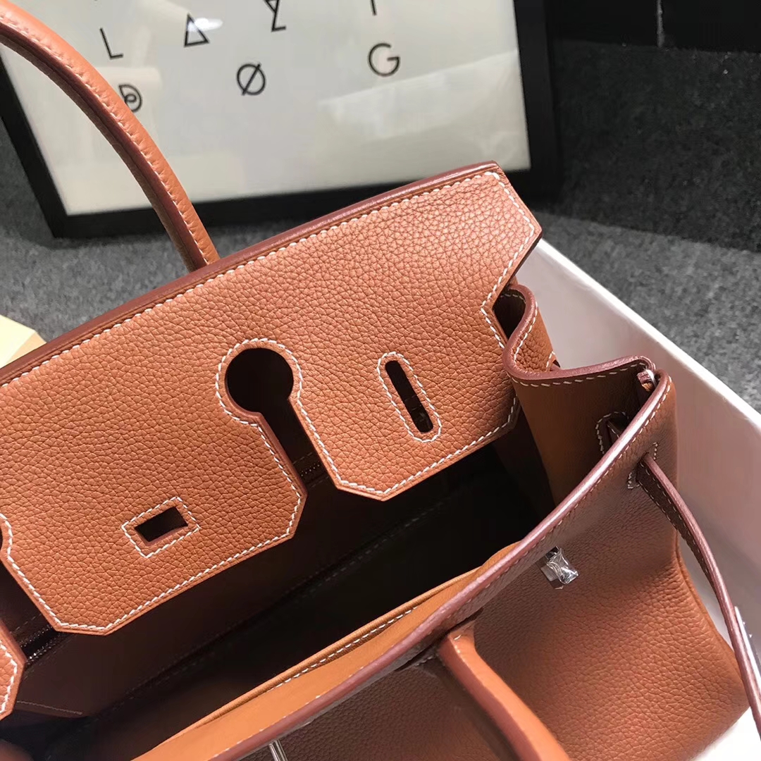 Hermès（爱马仕）金棕色 原厂御用顶级小牛皮 Birkin 30 银扣 现货