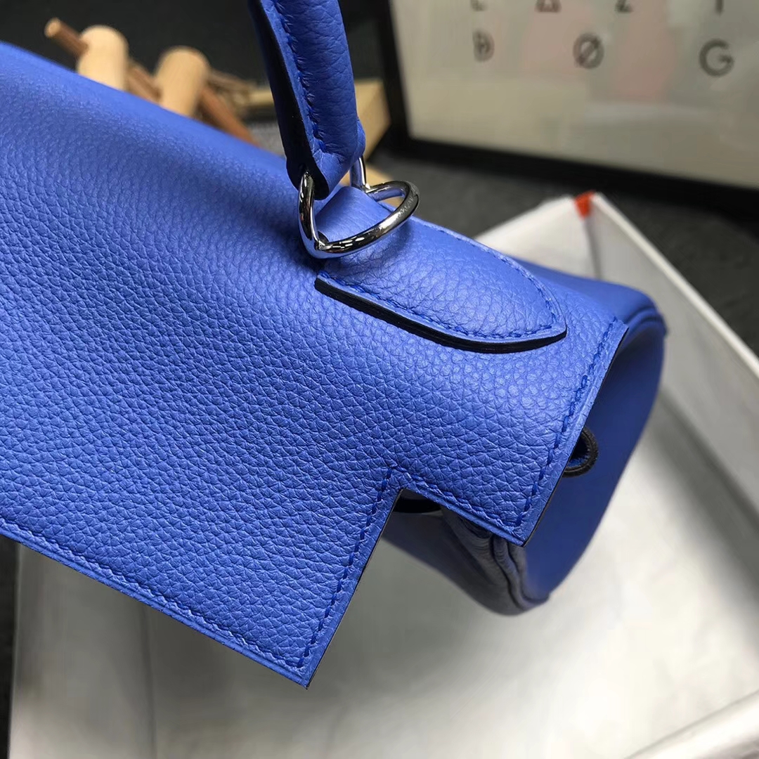 Hermès（爱马仕）7E 明蓝色 原厂御用顶级小牛皮 Kelly 28 银扣