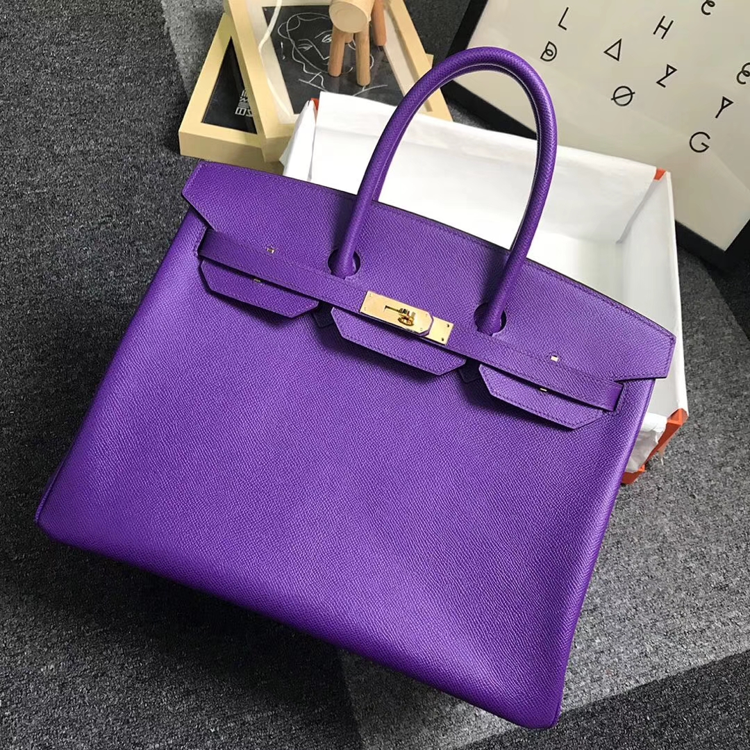 Hermès（爱马仕）9W梦幻紫 原厂御用顶级Epsom 皮 Birkin 30 金扣
