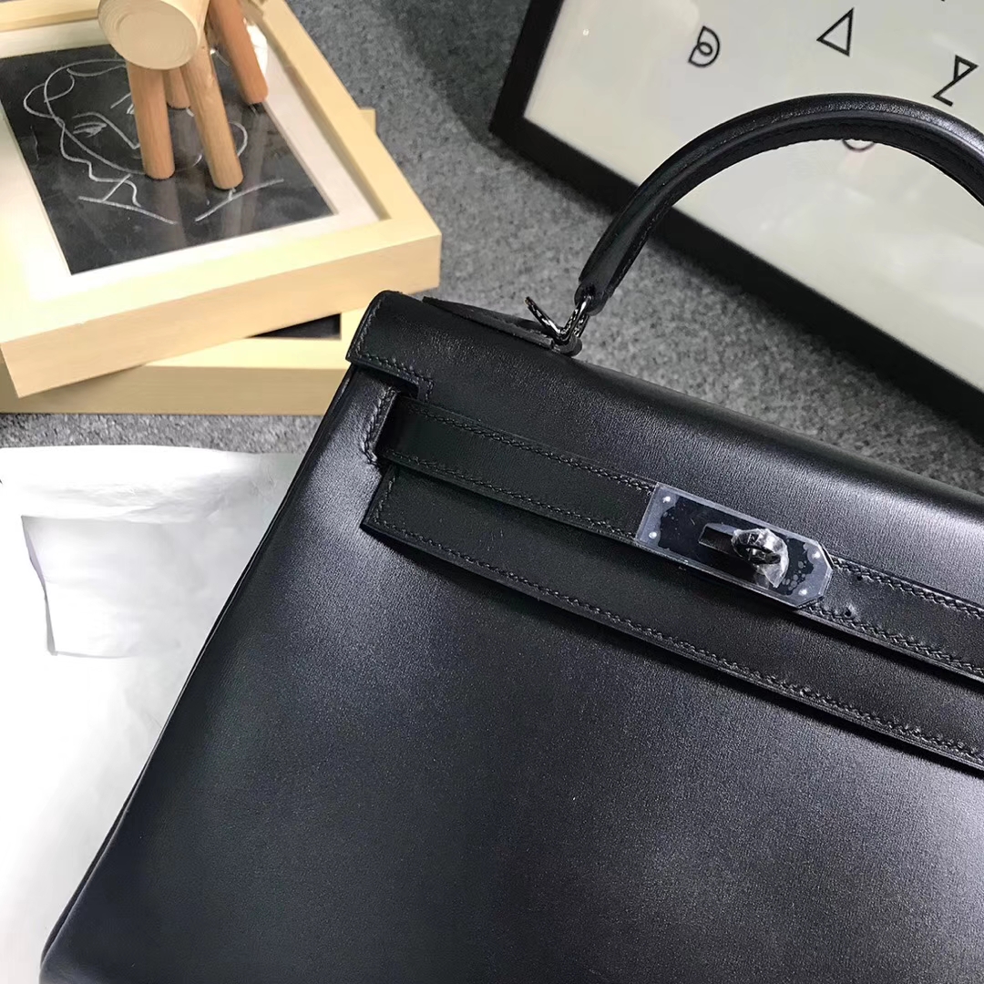 Hermès（爱马仕）CK89 黑色 原厂御用顶级Box 皮 Kelly 28 内缝 黑扣