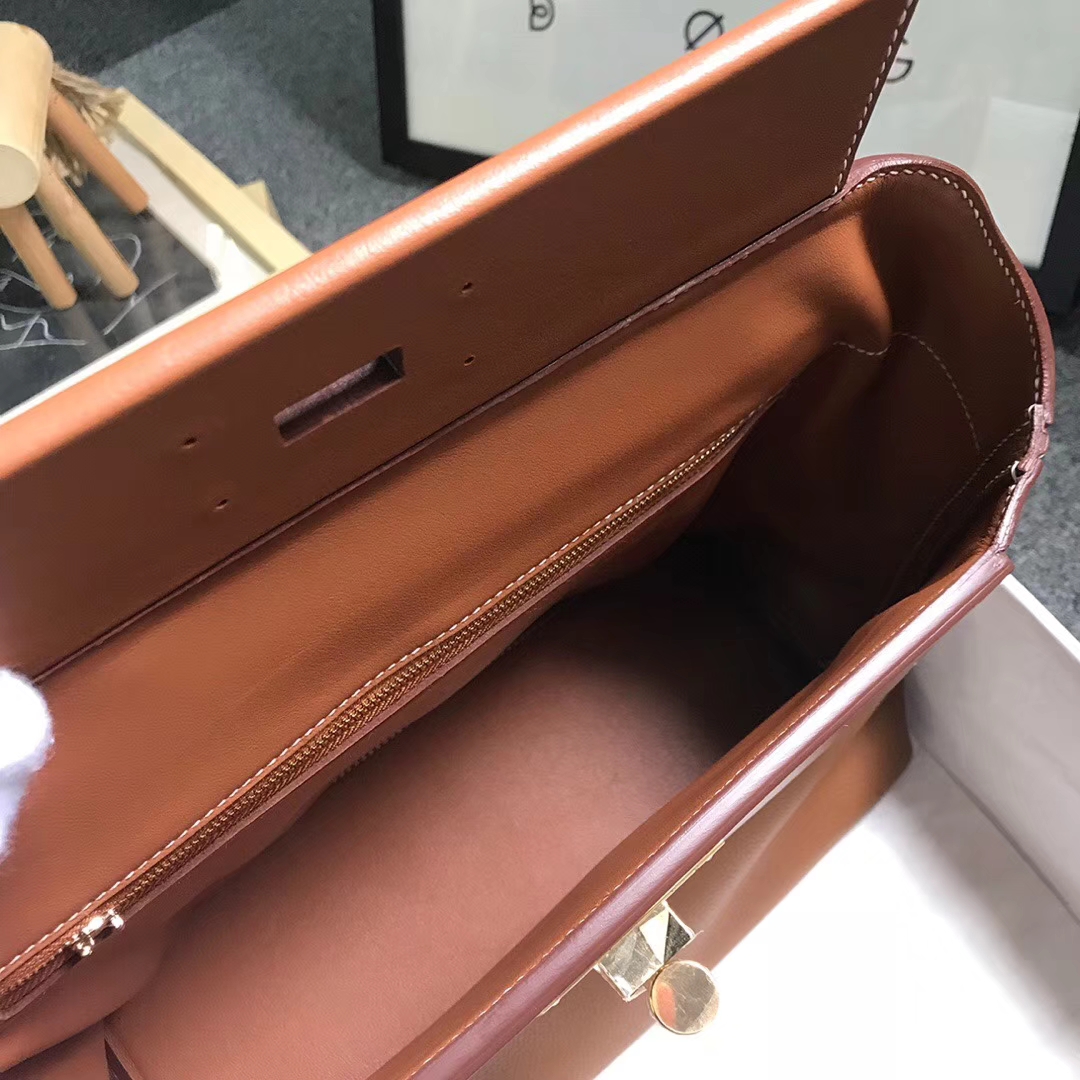 Hermès（爱马仕）金棕色 原厂御用顶级小牛皮拼Swift 皮 2424 金扣