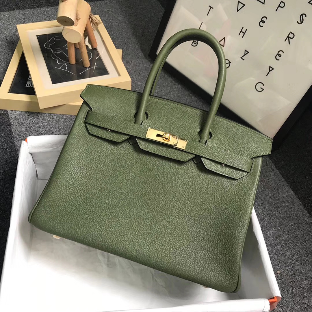 Hermès（爱马仕）V6 丛林绿 原厂御用顶级小牛皮 Birkin 30 金扣 现货