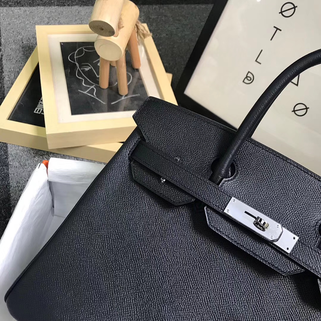 Hermès（爱马仕）黑色 原厂御用顶级Epsom 皮 Birkin 30 现货 银扣