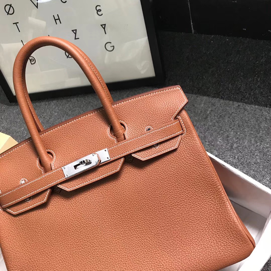 Hermès（爱马仕）金棕色 原厂御用顶级小牛皮 Birkin 30 银扣 现货