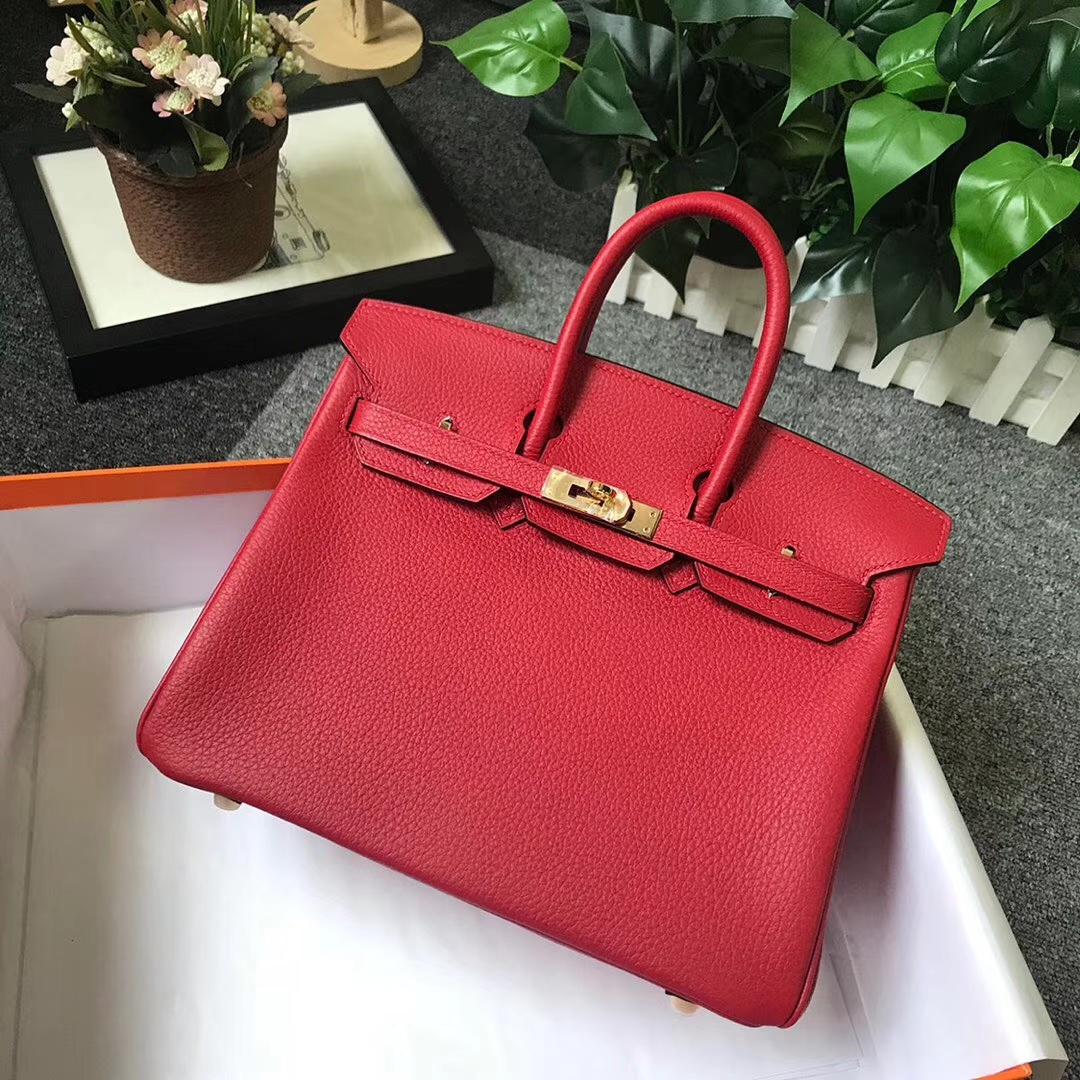 Hermès（爱马仕）Q5 中国红 糖果红 原厂御用顶级小牛皮 Birkin 25 金扣 现货