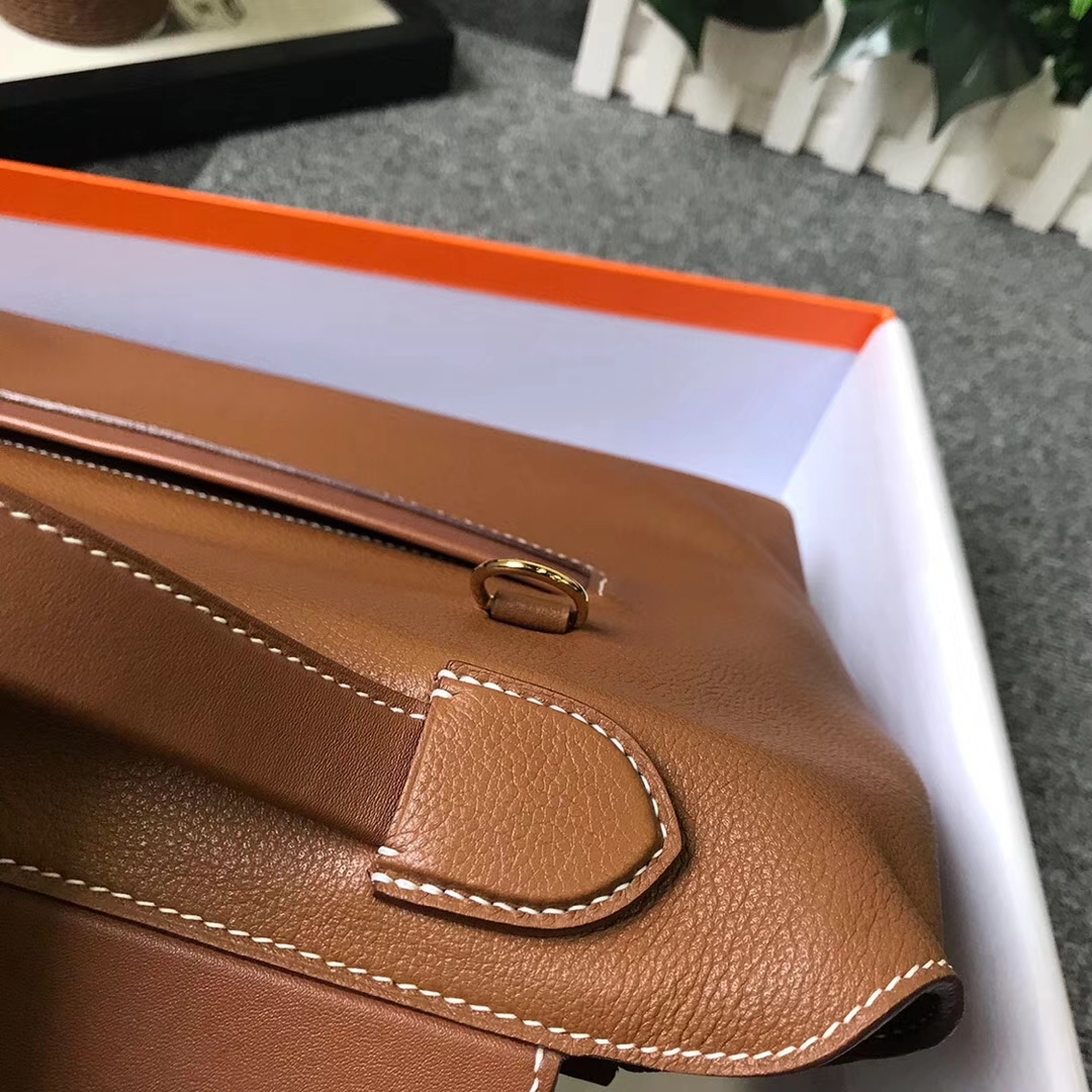 Hermès（爱马仕）C37 金棕色 原厂御用顶级小牛皮拼Swift 皮 2424 金扣