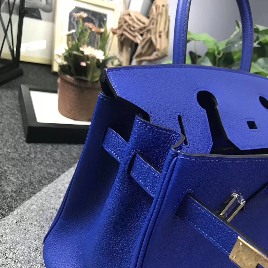 Hermès（爱马仕）新色 琉璃蓝 原厂御用顶级小牛皮 Birkin 30 金扣 现货