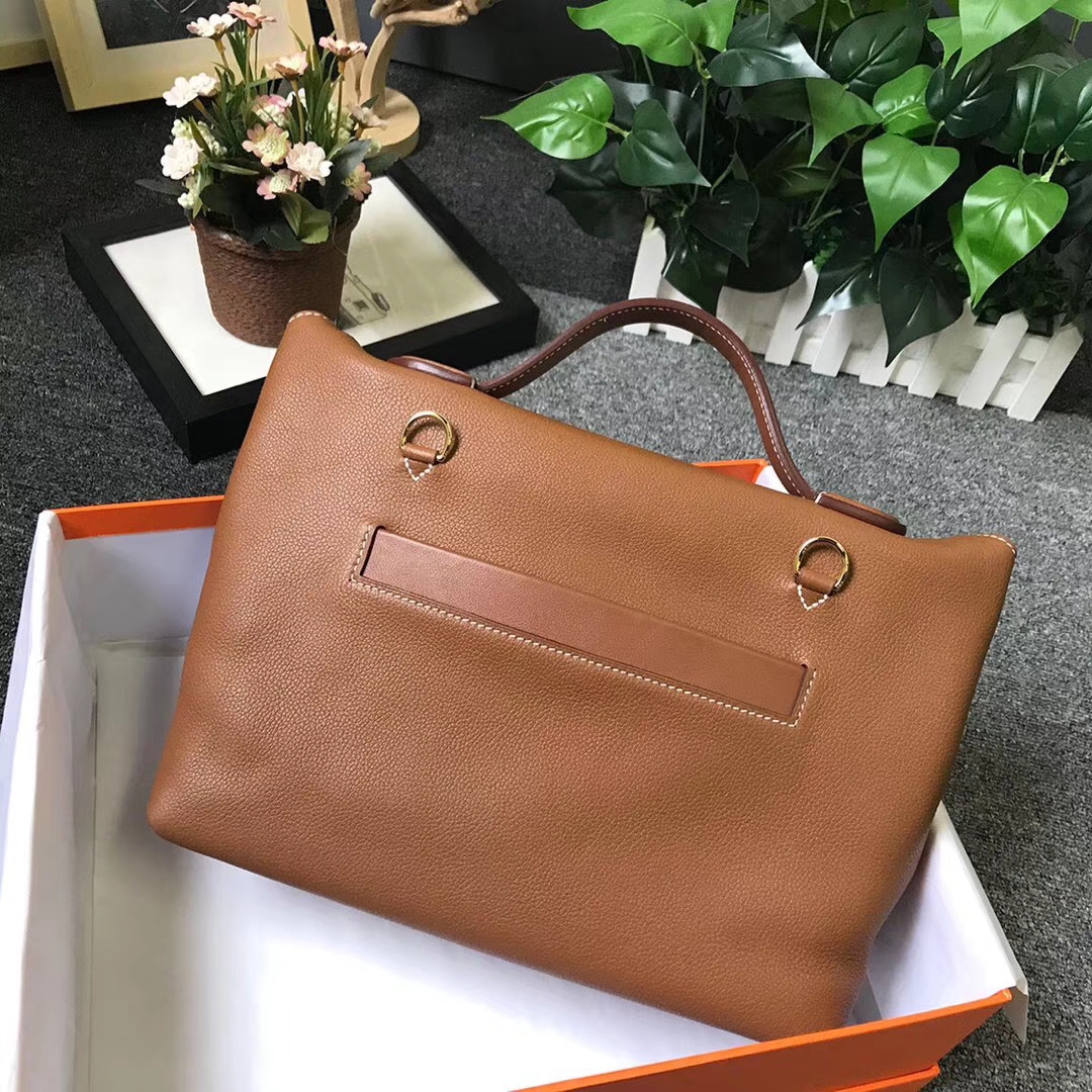 Hermès（爱马仕）C37 金棕色 原厂御用顶级小牛皮拼Swift 皮 2424 金扣