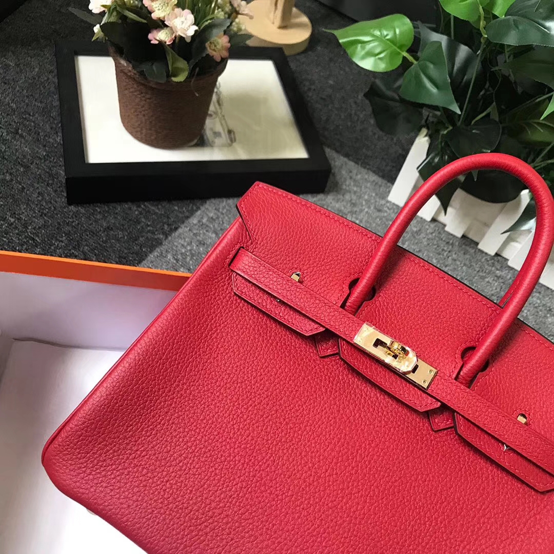Hermès（爱马仕）Q5 中国红 糖果红 原厂御用顶级小牛皮 Birkin 25 金扣 现货