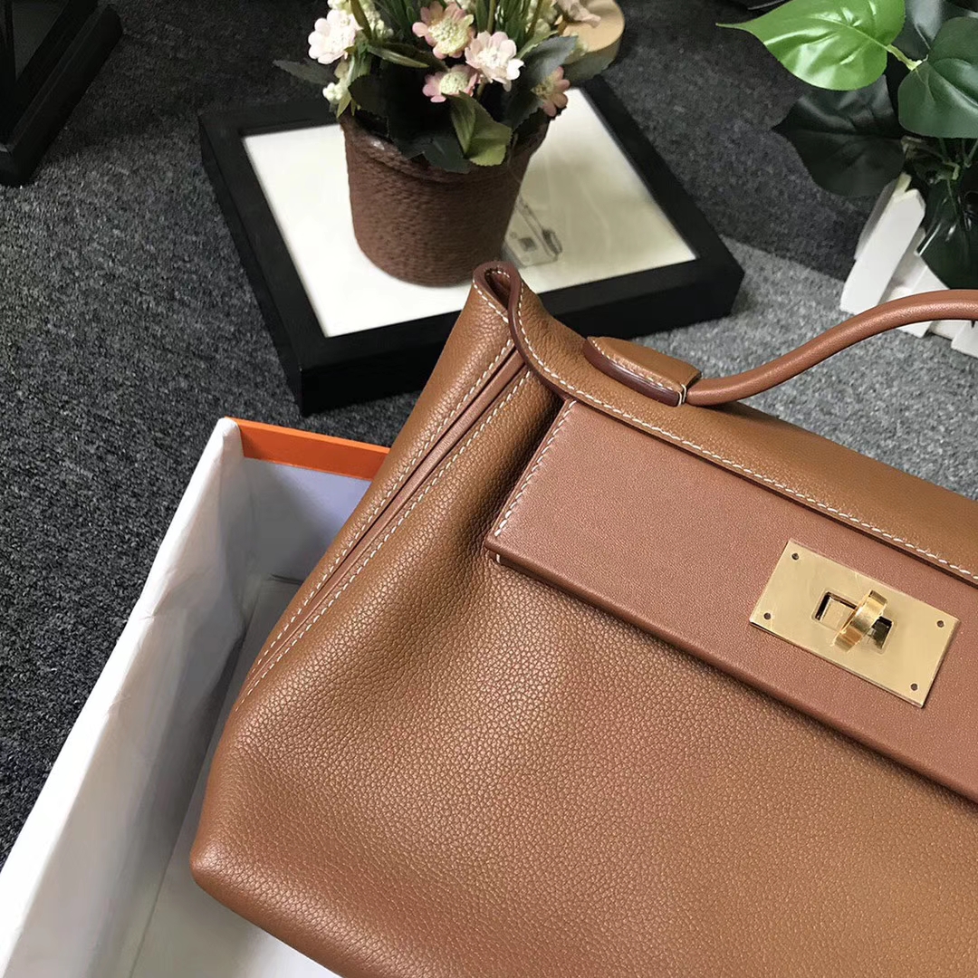 Hermès（爱马仕）C37 金棕色 原厂御用顶级小牛皮拼Swift 皮 2424 金扣