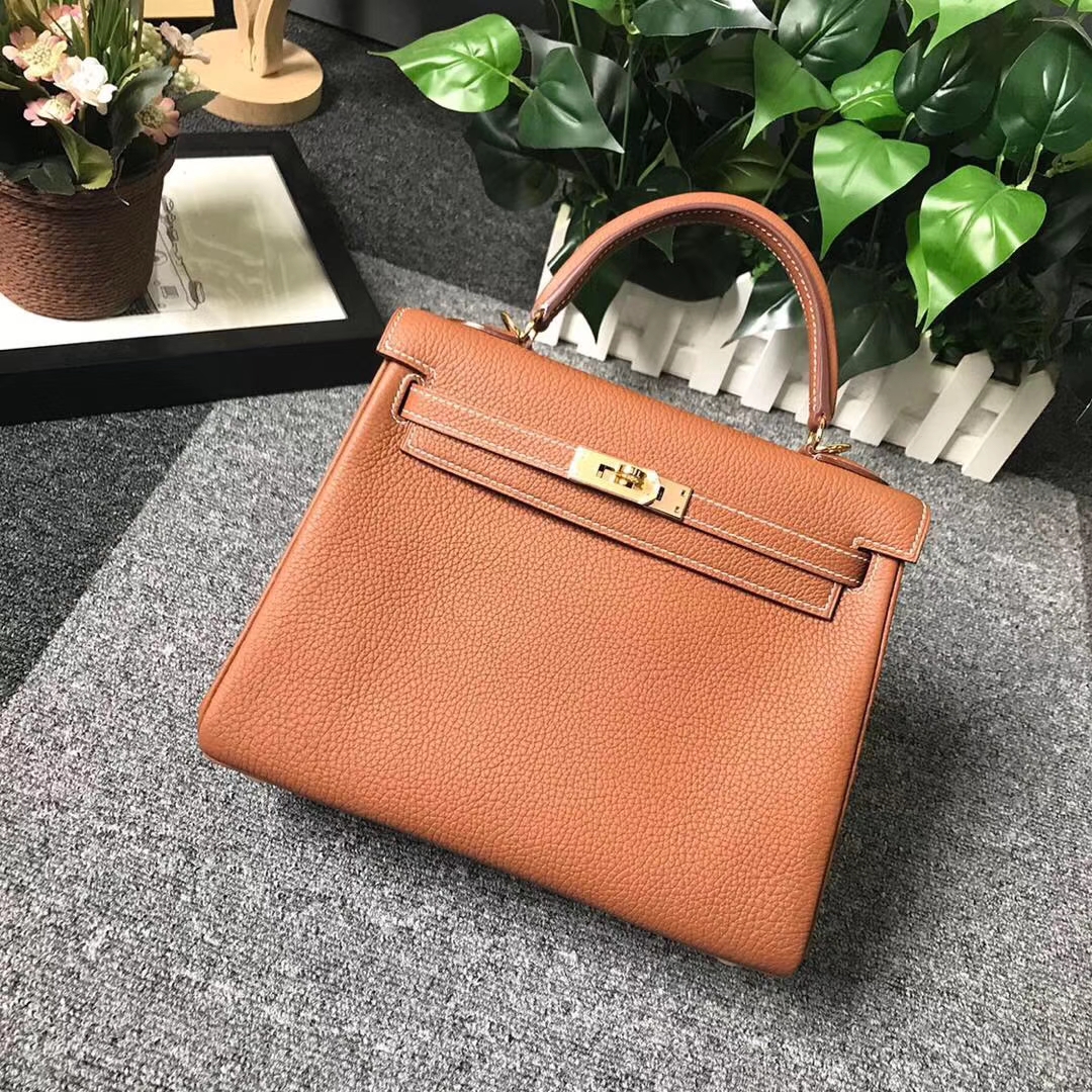 Hermès（爱马仕）金棕色 原厂御用顶级小牛皮 Kelly 25 金扣 现货