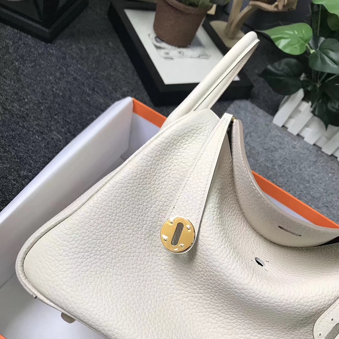 Hermès（爱马仕）奶昔白 原厂御用顶级TC 皮 Lindy 30 金扣