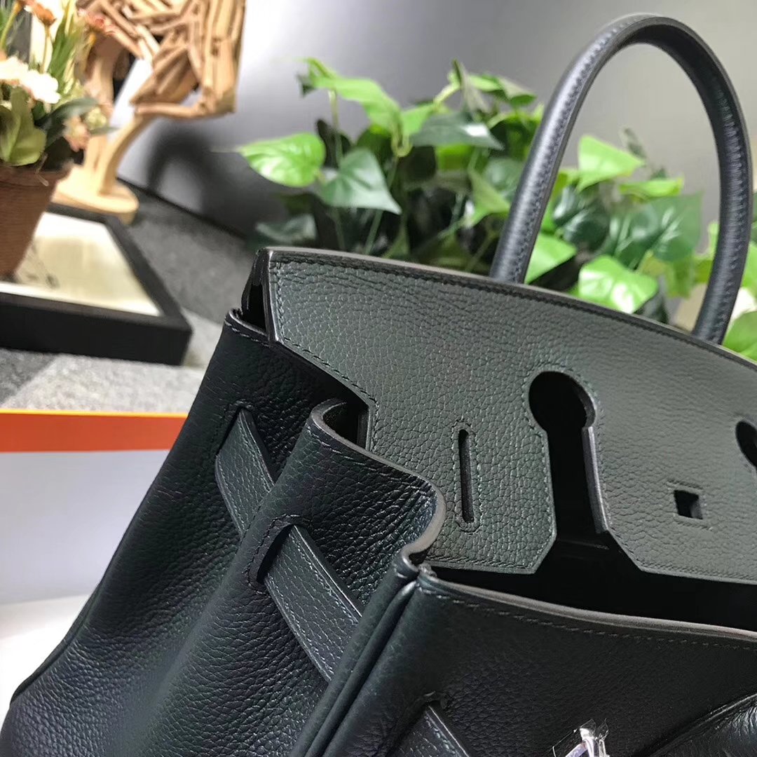 Hermès（爱马仕）柏树绿 原厂御用顶级小牛皮 Birkin 30 银扣 现货