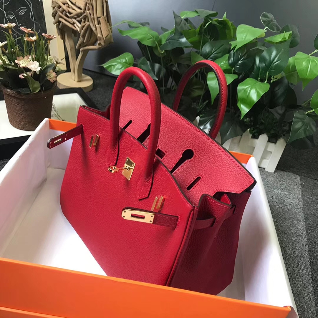 Hermès（爱马仕）Q5 中国红 糖果红 原厂御用顶级小牛皮 Birkin 25 金扣 现货
