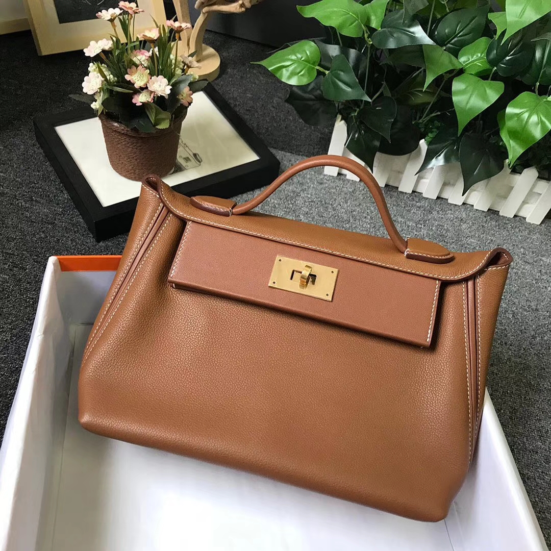 Hermès（爱马仕）C37 金棕色 原厂御用顶级小牛皮拼Swift 皮 2424 金扣