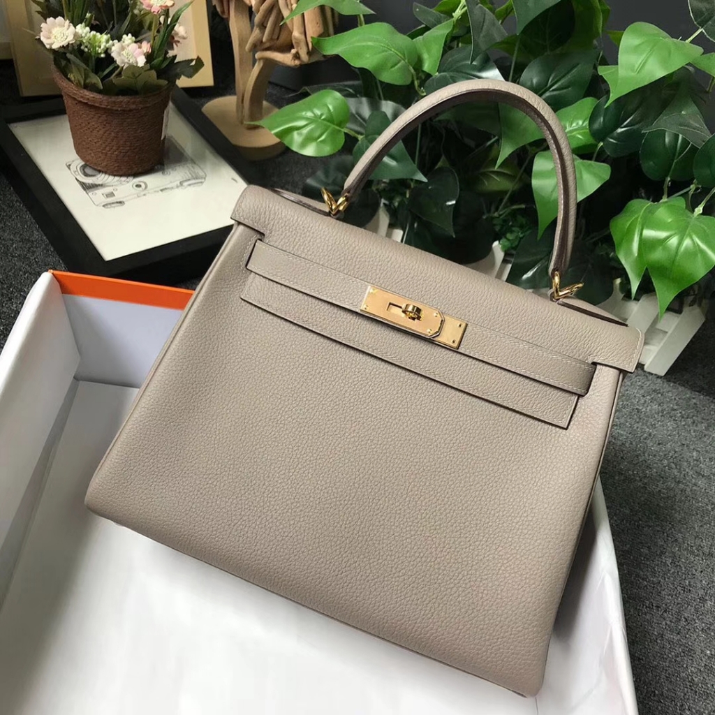 Hermès（爱马仕）M8 沥青灰 原厂御用顶级小牛皮 Kelly 28 金扣