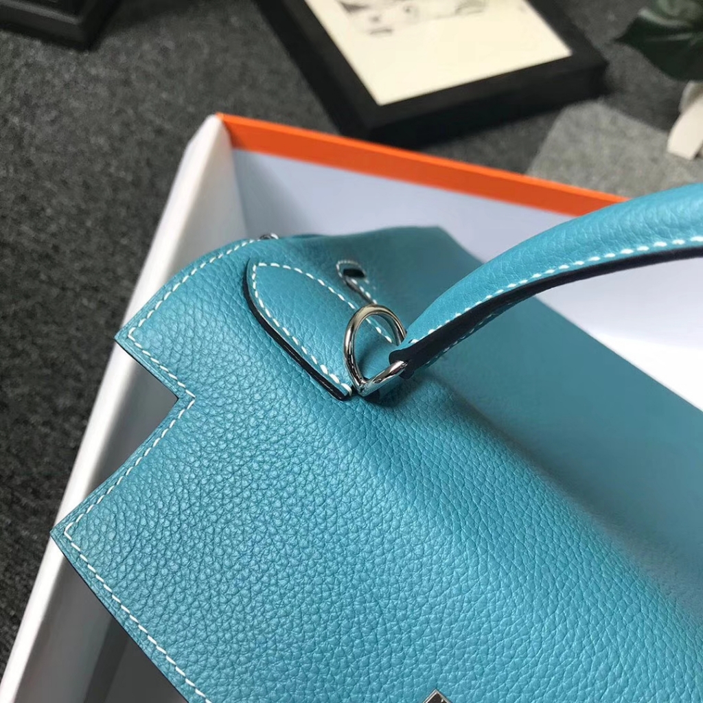 Hermès（爱马仕）牛仔蓝 原厂御用顶级小牛皮 Kelly 28 银扣 现货